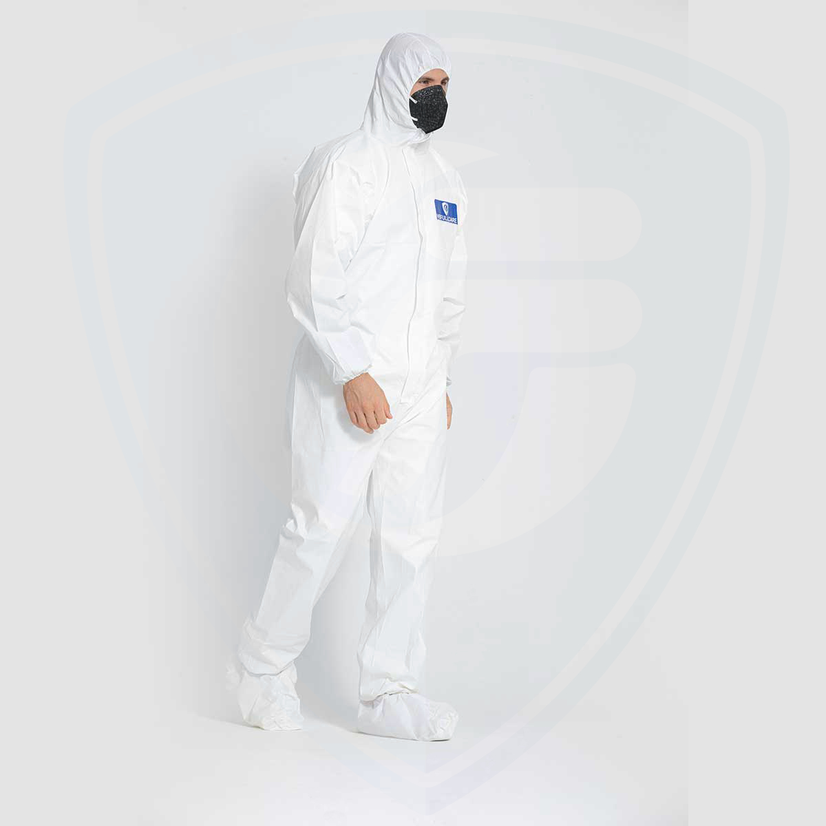 Water-resistant White Disposable Protective Microporous Coverall Chemical Hooded 
