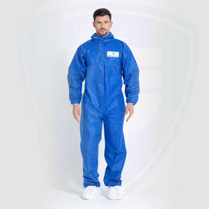 Blue Disposable Waterproof Coverall with Hood for Painting 