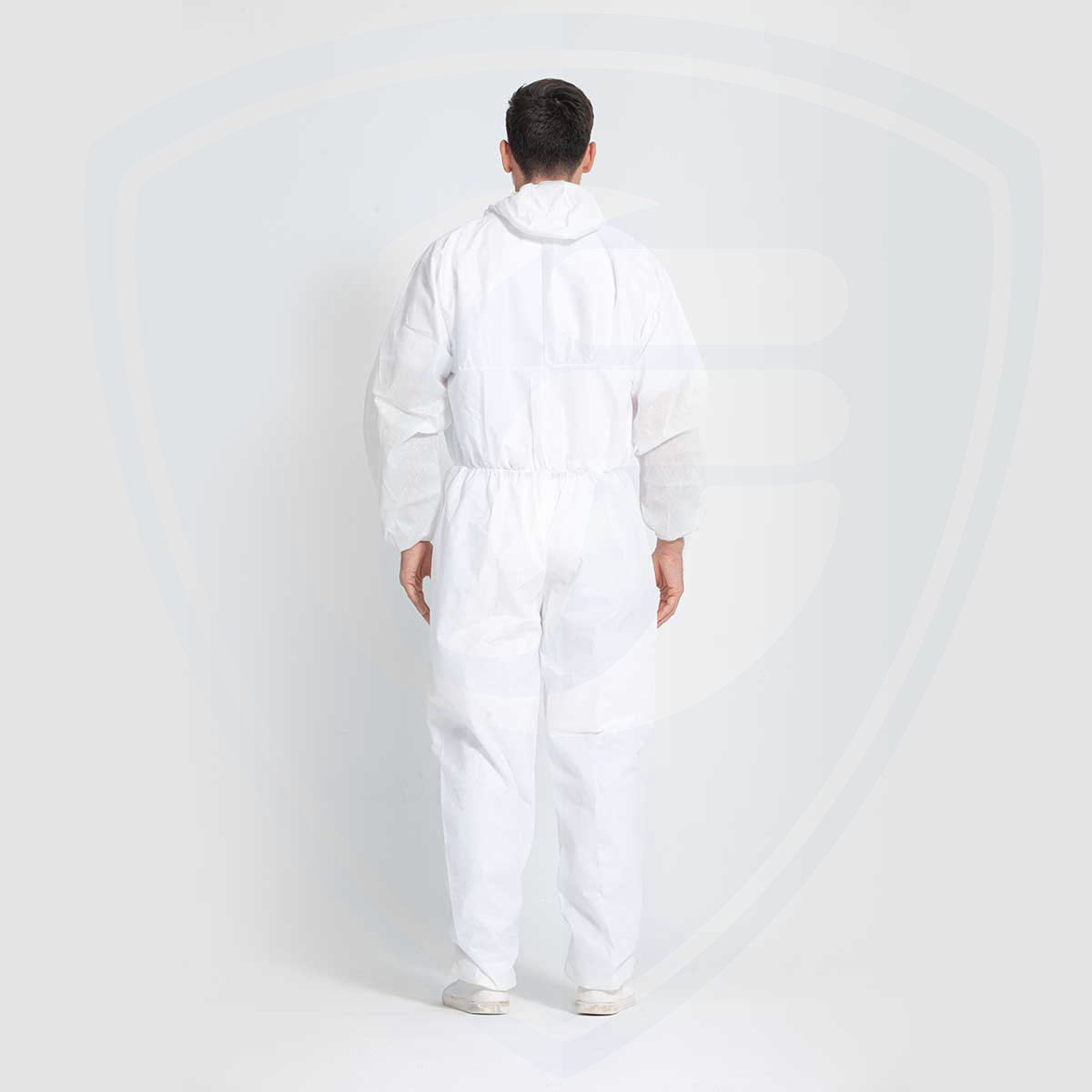 White SMS Disposable Coverall Hooded Type 5/6 Protective Overalls Suit