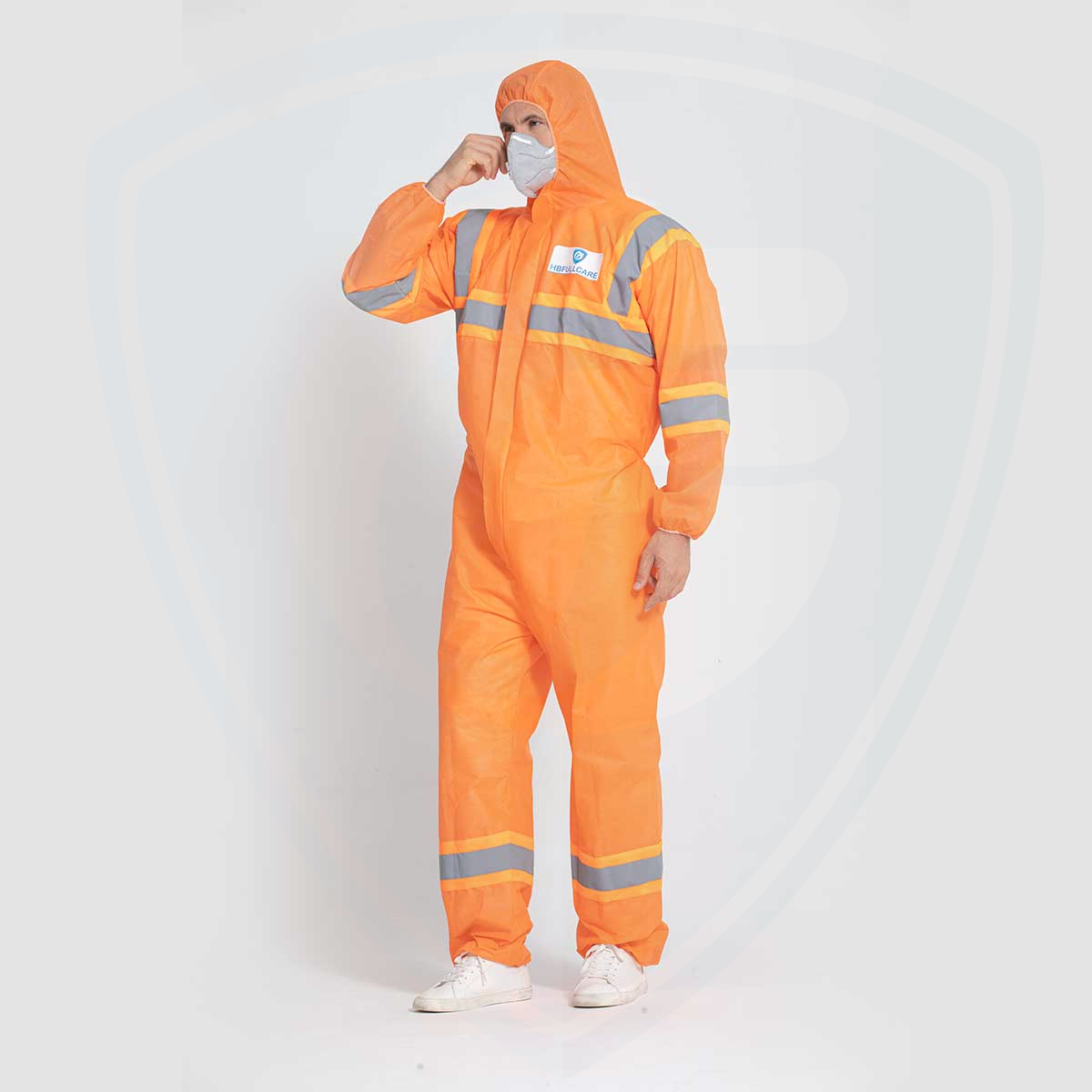 Orange Dustproof And Antistatic Disposable Protective Coverall with