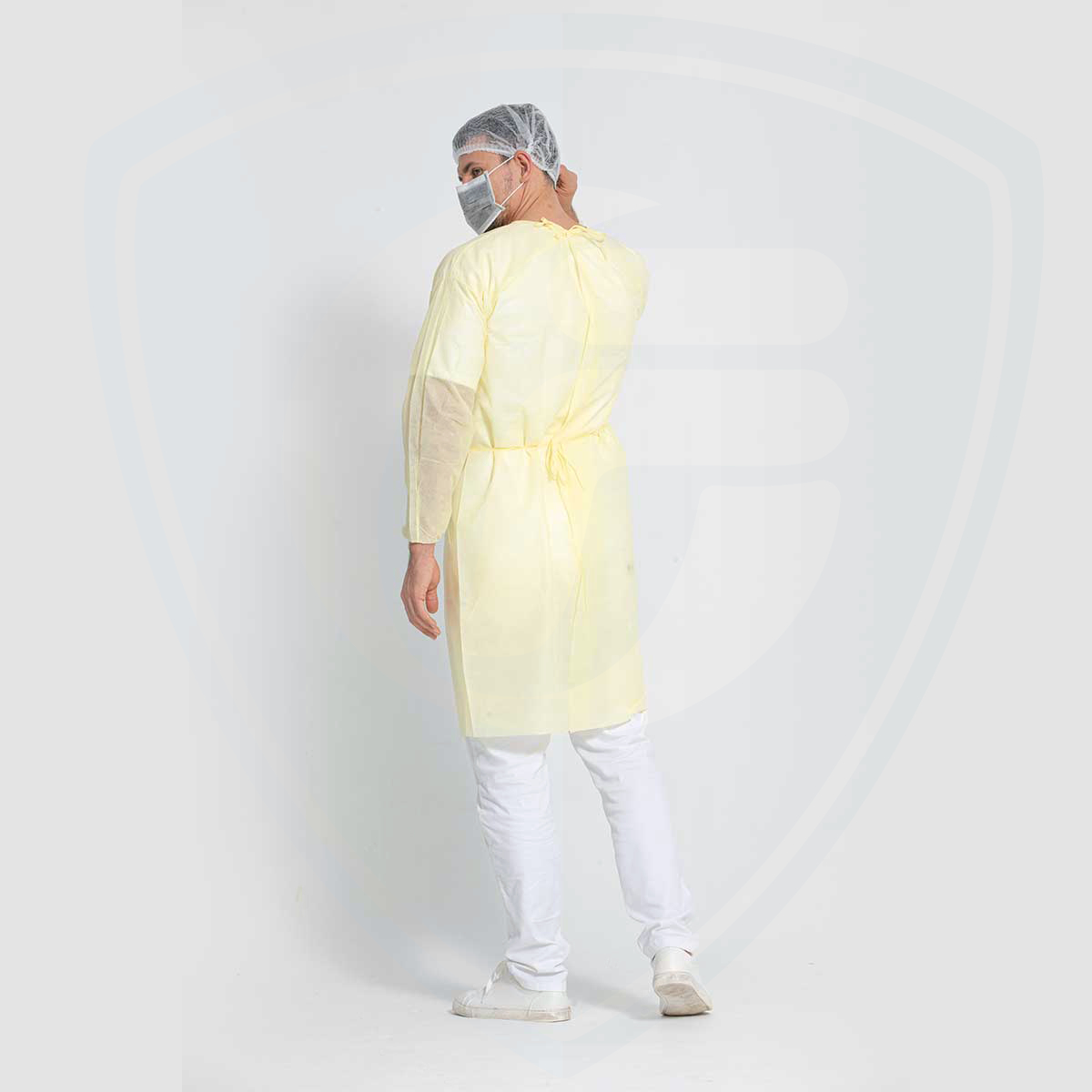 Best Yellow Water-resistant Disposable Isolation Gown with Elastic Cuff