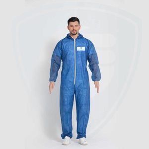 Basic Protection Blue Adult Disposable Coverall Polypropylene Fabric with Hood