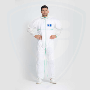White Breathable Disposable Coverall/overall Protective Suit with Hood 