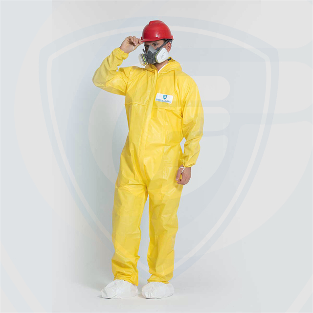 Type 3/4/5/6 Disposable Coveralls PP+External Barrier Film Overalls with Thumb Loop