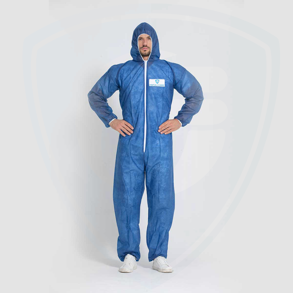 Breathable Disposable Safety Polypropylene Non-Woven Coverall Blue suit