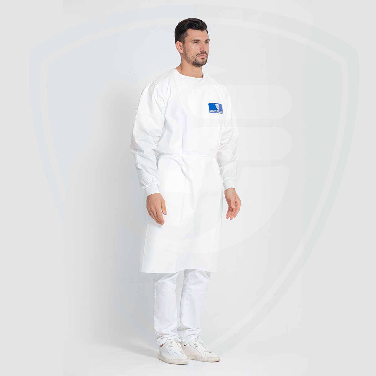 Disposable Isolation Gown Double Tie Back Knitted Cuffs Fluid Resistant 