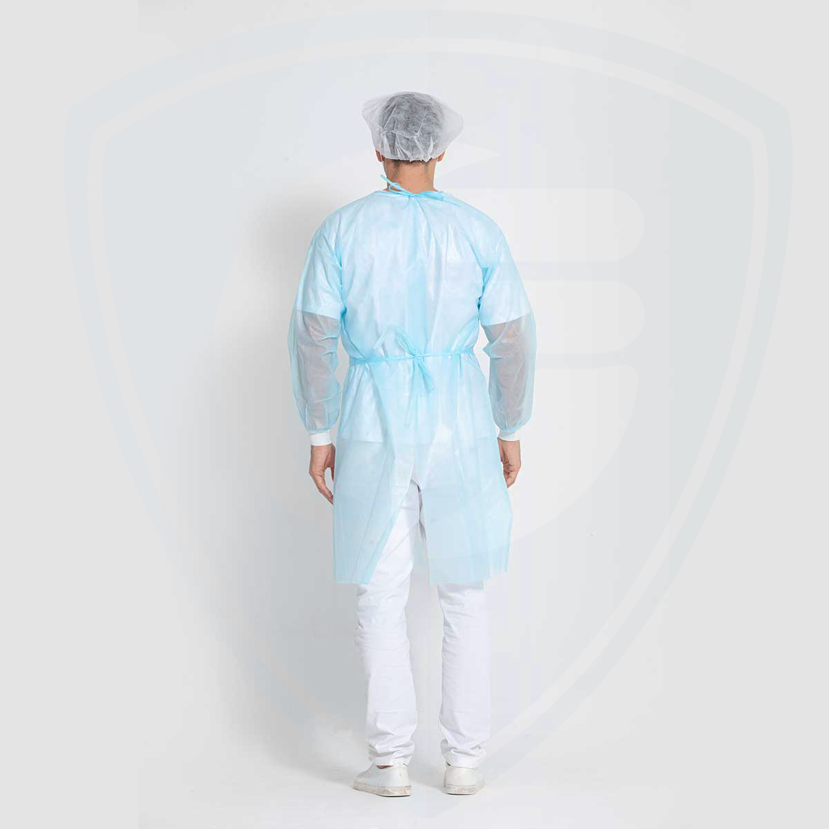 Waterproof Disposable Cheap Isolation PP+PE Gown Full Back Double Tie