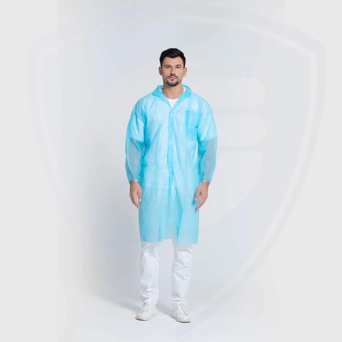 Non-Woven Adult Disposable Isolation Blue Lab Coat with Elastic Cuffs