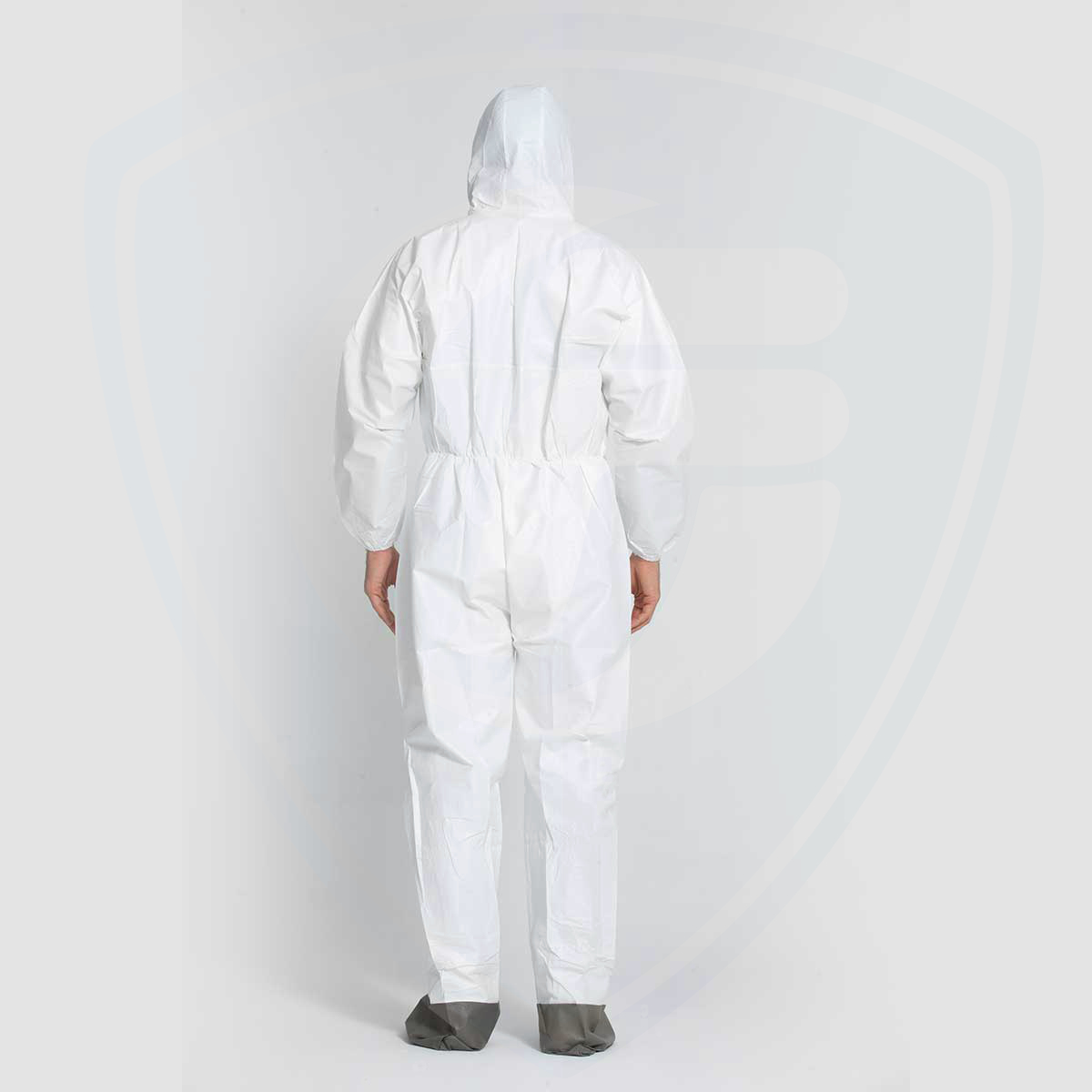 Disposable Orange Zipper Waterproof And Dust-proof Coverall With Gray Boots
